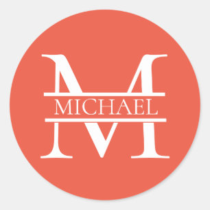 Gepersonaliseerd Elegant Sinaasappel Monogram en N Ronde Sticker