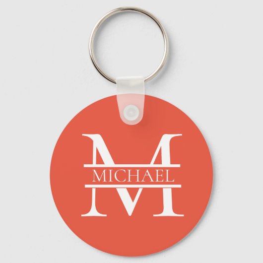 Gepersonaliseerd Elegant Sinaasappel Monogram en N Sleutelhanger (Voorkant)