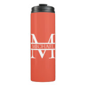 Gepersonaliseerd Elegant Sinaasappel Monogram en N Thermosbeker (Voorkant)