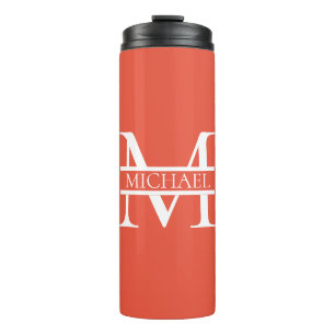 Gepersonaliseerd Elegant Sinaasappel Monogram en N Thermosbeker