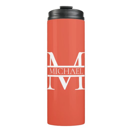 Gepersonaliseerd Elegant Sinaasappel Monogram en N Thermosbeker (Voorkant)