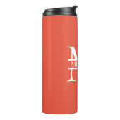 Gepersonaliseerd Elegant Sinaasappel Monogram en N Thermosbeker (Gedraaid links)