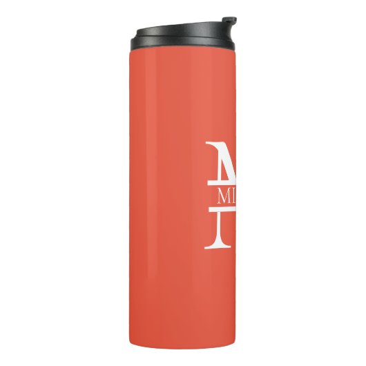 Gepersonaliseerd Elegant Sinaasappel Monogram en N Thermosbeker (Gedraaid links)
