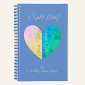 Gepersonaliseerd Elegant Split Heart Yellow Blue J Notitieboek (Voorkant)