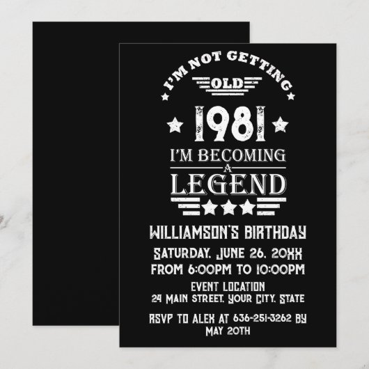 Gepersonaliseerd elegant verjaardagsfeestje kaart (Voorkant / Achterkant)