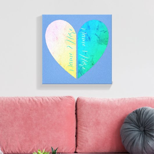 Gepersonaliseerd Elegant Zijn en Haar Halve Hart Canvas Afdruk (Insitu (Woonkamer))