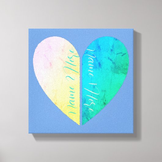 Gepersonaliseerd Elegant Zijn en Haar Halve Hart Canvas Afdruk (Voorkant)