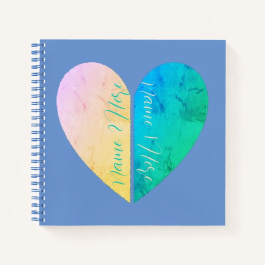 Gepersonaliseerd Elegant Zijn en Haar Halve Hart Notitieboek (Voorkant)
