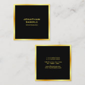 Gepersonaliseerd Elegant Zwart en Goud Modern Eenv Vierkante Visitekaartje (Voorkant / Achterkant)
