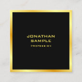 Gepersonaliseerd Elegant Zwart en Goud Modern Eenv Vierkante Visitekaartje (Voorkant)