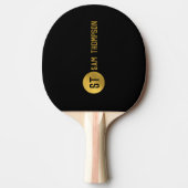 Gepersonaliseerd elegant zwart & goudmatig monogra tafeltennisbatje (Voorkant)