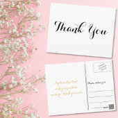 Gepersonaliseerd Elegant Zwart Script Wit Dank u Briefkaart