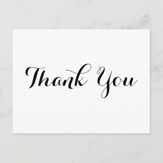 Gepersonaliseerd Elegant Zwart Script Wit Dank u Briefkaart (Voorkant)