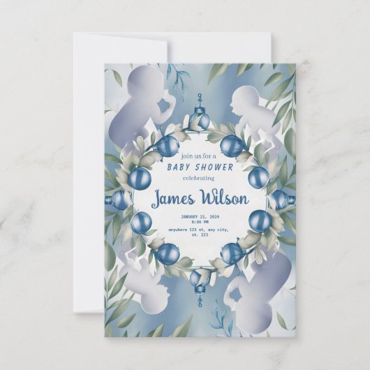 [Gepersonaliseerd] Elegante Baby Boy Douche uitnod Kaart (Voorkant)