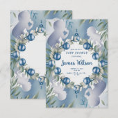 [Gepersonaliseerd] Elegante Baby Boy Douche uitnod Kaart (Voorkant / Achterkant)