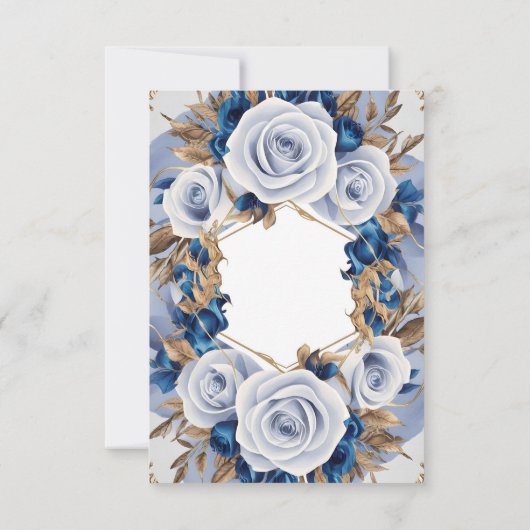 [Gepersonaliseerd] Elegante blauwe bruiloft uitnod Kaart (Achterkant)