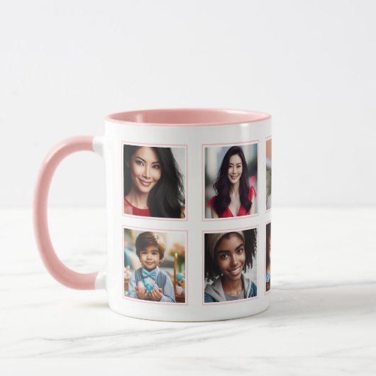 Gepersonaliseerd Elegante Fotocollage Licht Pastel Mok (Links)