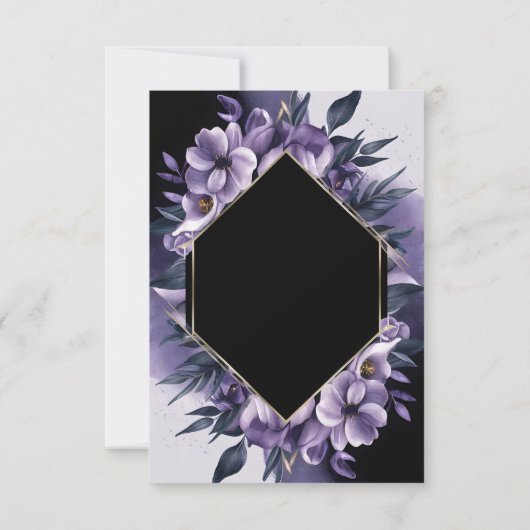 [Gepersonaliseerd] Elegante Paarse bruiloft uitnod Kaart (Achterkant)