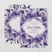 [Gepersonaliseerd] Elegante Paarse bruiloft uitnod Kaart (Voorkant / Achterkant)