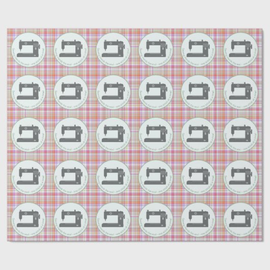Gepersonaliseerd Elegante Plaid Groene Roze Naaima Cadeaupapier (Vlak)