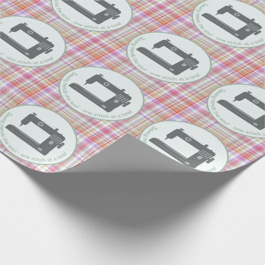 Gepersonaliseerd Elegante Plaid Groene Roze Naaima Cadeaupapier (Hoek)