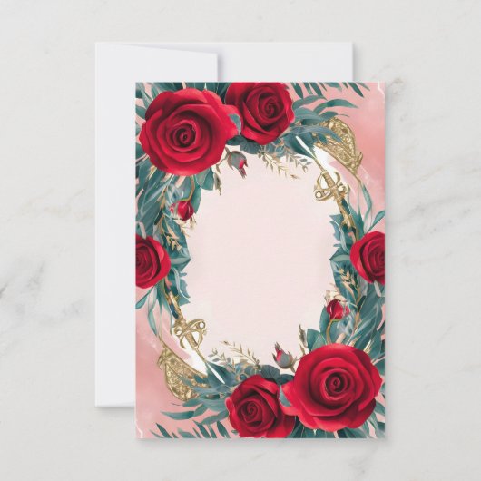 [Gepersonaliseerd] Elegante rode bruiloft uitnodig Kaart (Achterkant)