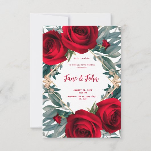 [Gepersonaliseerd] Elegante Rozen bruiloft uitnodi Kaart (Voorkant)