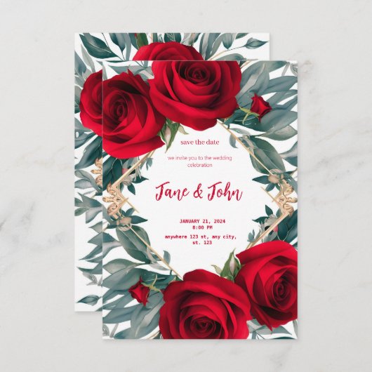 [Gepersonaliseerd] Elegante Rozen bruiloft uitnodi Kaart (Voorkant / Achterkant)