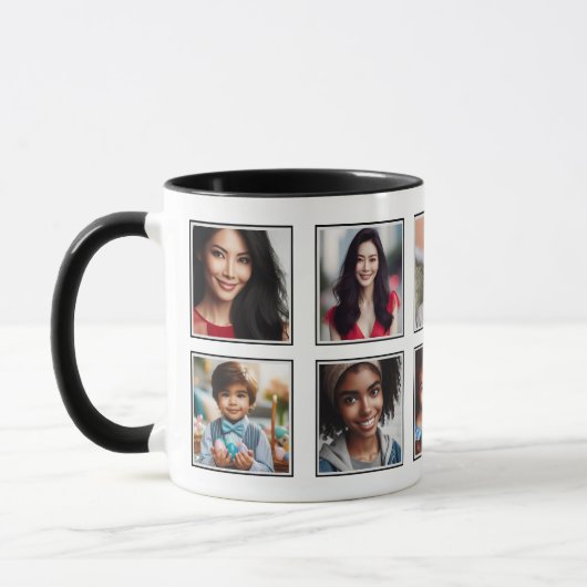 Gepersonaliseerd Elegante tien foto collage zwart Mok (Links)