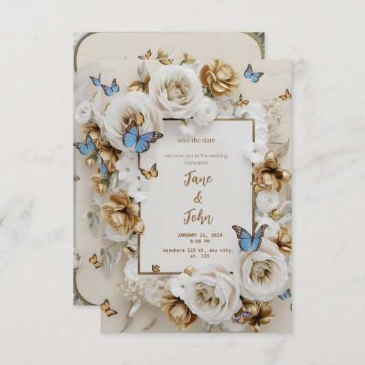 [Gepersonaliseerd] Elegante tuin bruiloft uitnodig Kaart (Voorkant / Achterkant)