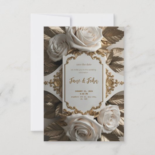 [Gepersonaliseerd] Elegante witte bruiloft uitnodi Kaart (Voorkant)