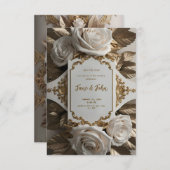 [Gepersonaliseerd] Elegante witte bruiloft uitnodi Kaart (Voorkant / Achterkant)