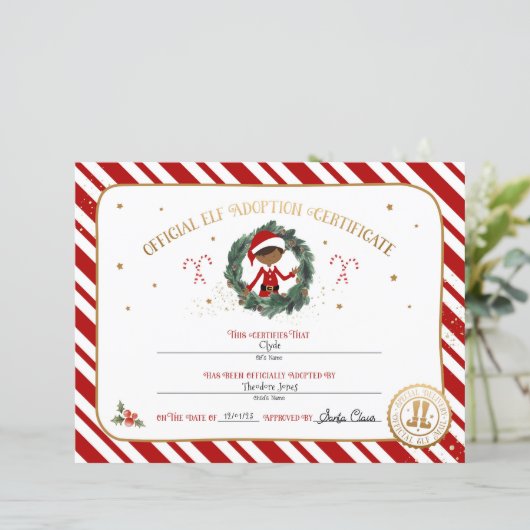 Gepersonaliseerd Elf Adoption Certificaat (Staand voorkant)