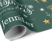 Gepersonaliseerd Emerald Green Merry kerstcadeau Cadeaupapier (Rol Hoek)