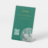 Gepersonaliseerd Emerald Quinceanera QR Code Cash  Reclamebord Met Voetstuk (Voorkant)