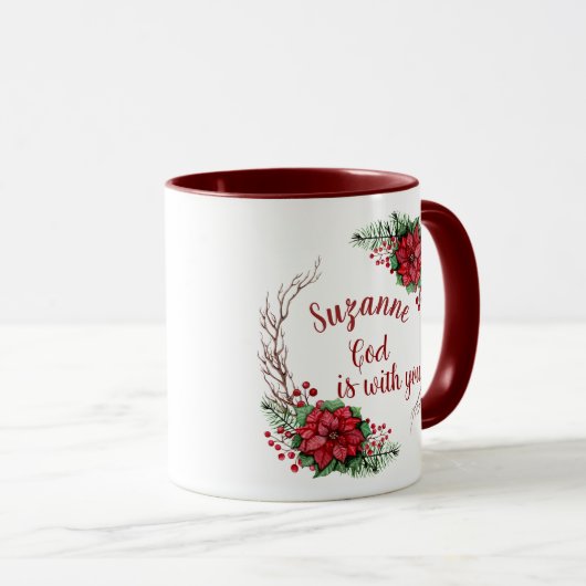 Gepersonaliseerd Emmanuel God is met ons Poinsetti Mok (Voorkant rechts)