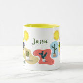 Gepersonaliseerd Emoji Wearing Sun Pet met Cacti Mok (Midden)