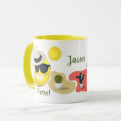 Gepersonaliseerd Emoji Wearing Sun Pet met Cacti Mok (Voorkant links)