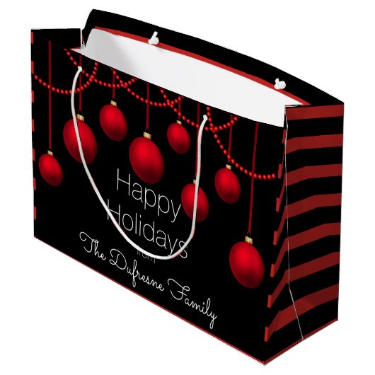 Gepersonaliseerd en elegant kerstfeest groot cadeauzakje (Achterkant Gekanteld)