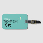 Gepersonaliseerd en elegant licht blauwgroen blauw bagagelabel (Voorkant (horizontaal))