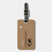 gepersonaliseerd en elegant lichtbruin Aero Travel Bagagelabel (Voorkant verticaal)