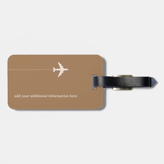 gepersonaliseerd en elegant lichtbruin Aero Travel Bagagelabel (Achterkant horizontaal)