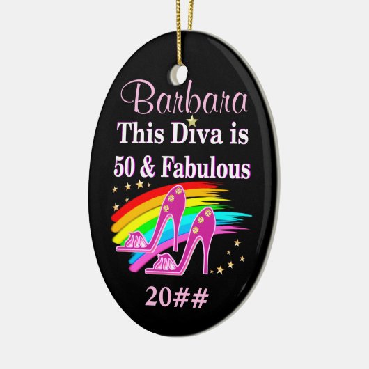 GEPERSONALISEERD EN GEDATEERD FABULOUS 50TH ORNAME KERAMISCH ORNAMENT (Links)