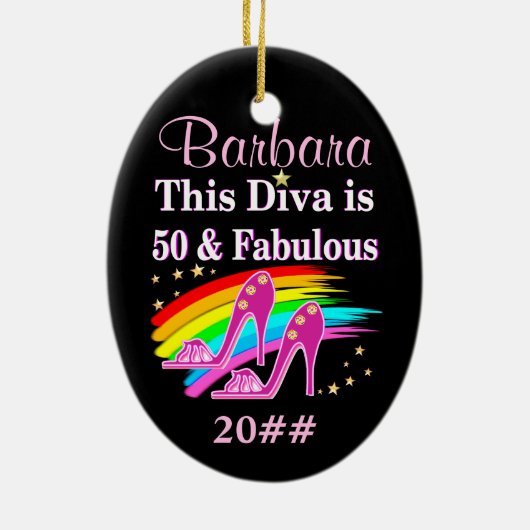 GEPERSONALISEERD EN GEDATEERD FABULOUS 50TH ORNAME KERAMISCH ORNAMENT (Achterkant)