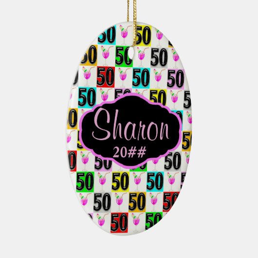 GEPERSONALISEERD EN GEDATEERD HAPPY 50TH ORNAMENT (Rechts)