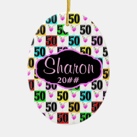 GEPERSONALISEERD EN GEDATEERD HAPPY 50TH ORNAMENT (Voorkant)
