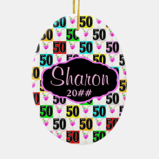GEPERSONALISEERD EN GEDATEERD HAPPY 50TH ORNAMENT (Achterkant)