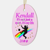 GEPERSONALISEERD EN GEDATEERD MEISJES VOETBAL ORNA KERAMISCH ORNAMENT (Links)