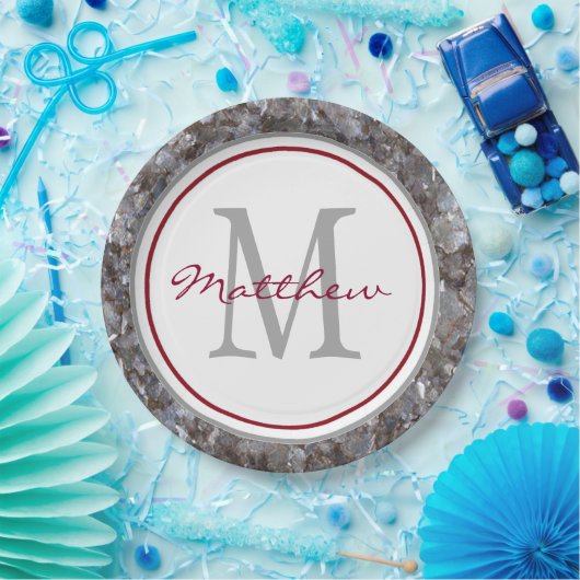 Gepersonaliseerd en gemonogd papieren bordje (Feest)