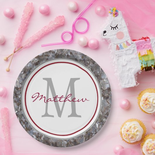 Gepersonaliseerd en gemonogd papieren bordje (Feest)